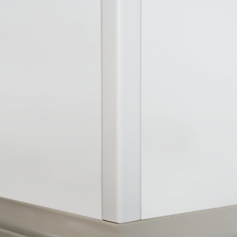Massief hout, haakse (90°) overgangsstrip (met vulprimer+ verf) - Wit 1 1/9' x 1 1/9'