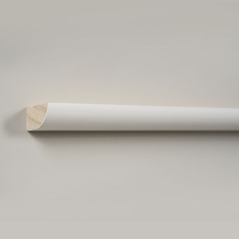 Kwartronde grenen lijst (met vulprimer en parelwit) 1/2' x 3/4'