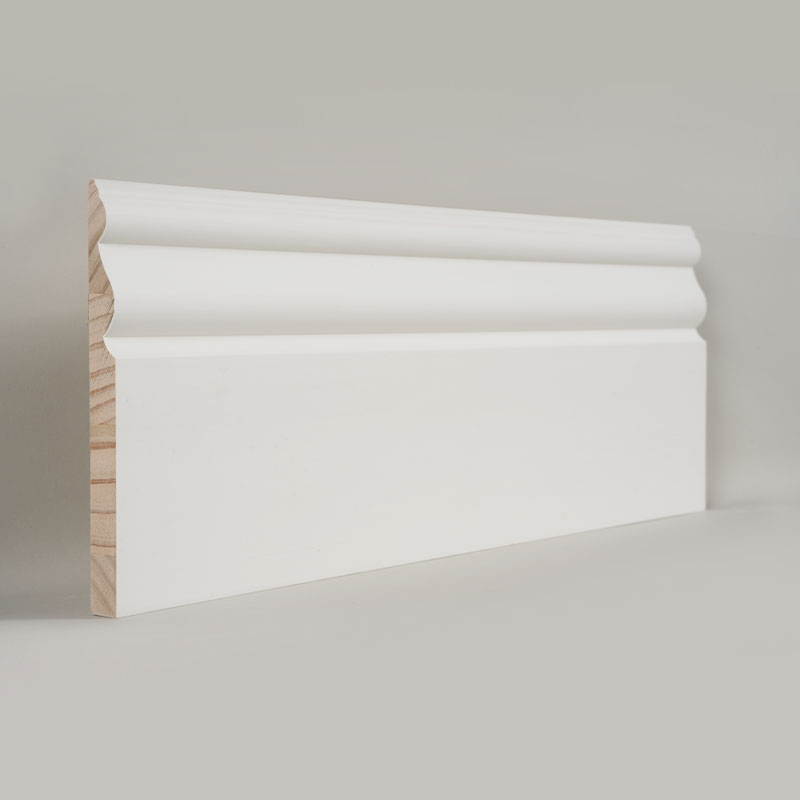 Grenen plint (met vulmiddelprimer en parelwit) 3/5 'x 6'
