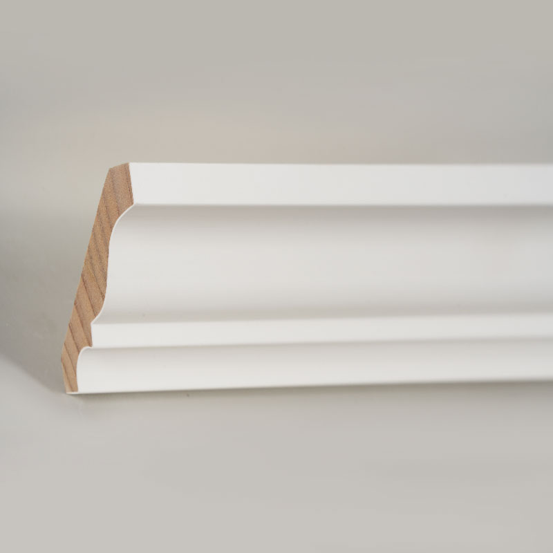 Kroonlijst van grenenhout (met vulprimer en parelwit) 3/5' x 3 1/4'