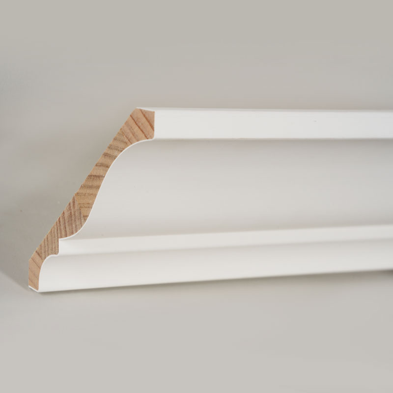 Kroonlijst van grenenhout (met vulprimer en parelwit) 3/5' x 5 1/4'