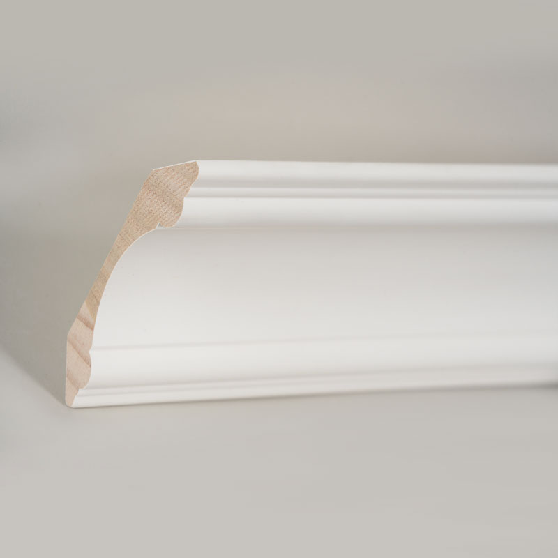 Kroonlijst van grenenhout (met vulprimer en parelwit) 3/4' x 3 3/8'