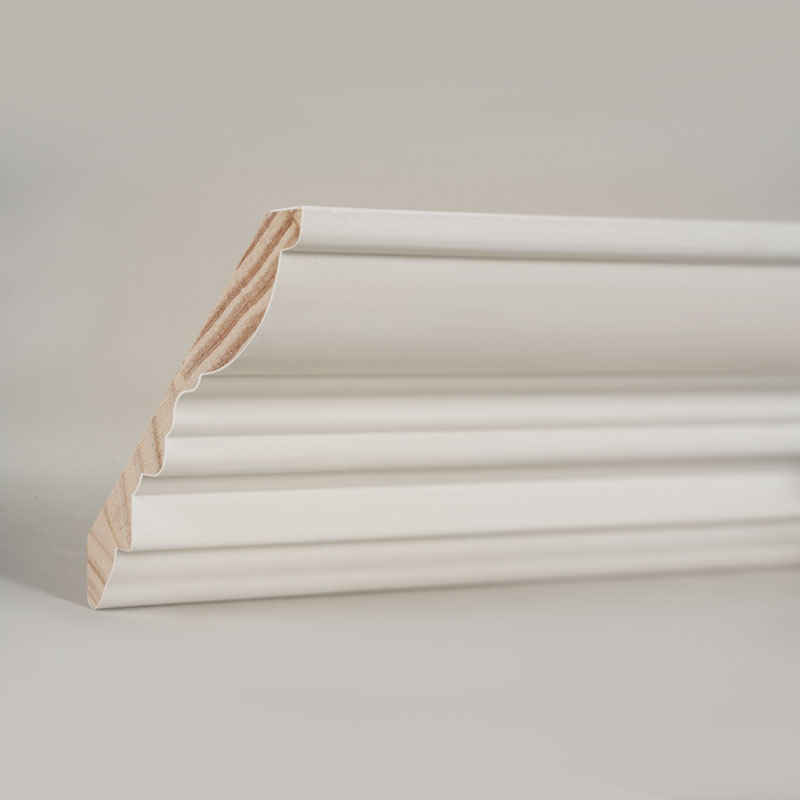 Kroonlijst van grenenhout (met vulprimer en parelwit) 3/5' x 4 1/2'