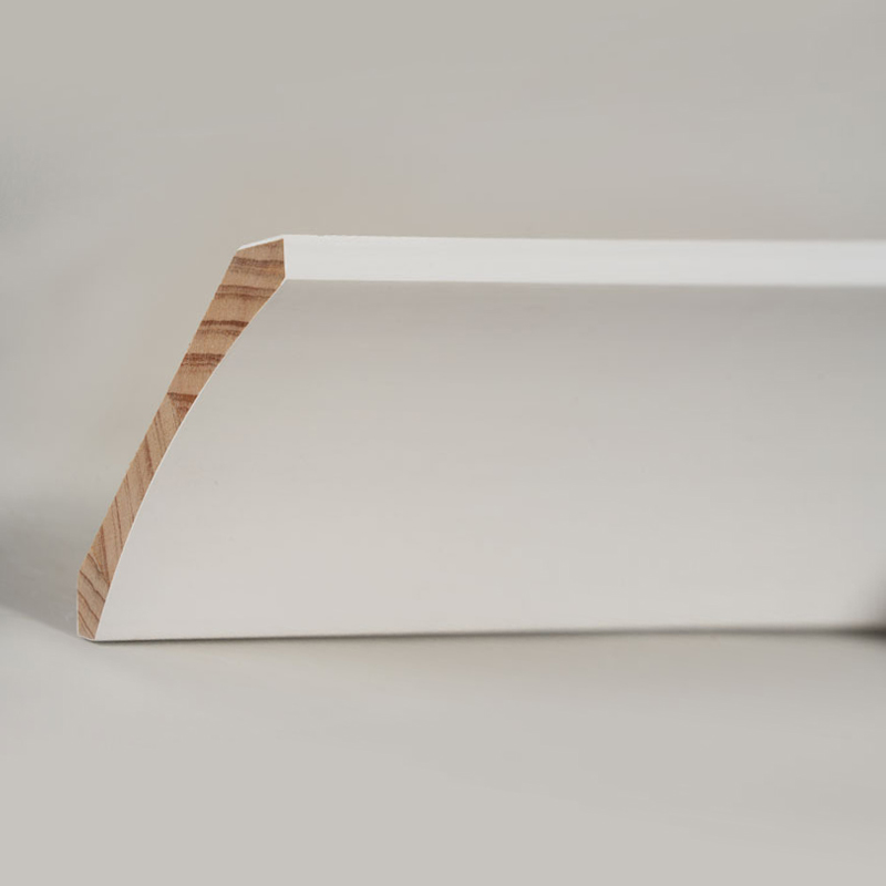 Kroonlijst van grenenhout (met vulprimer en parelwit) 3/5' x 4 1/4'