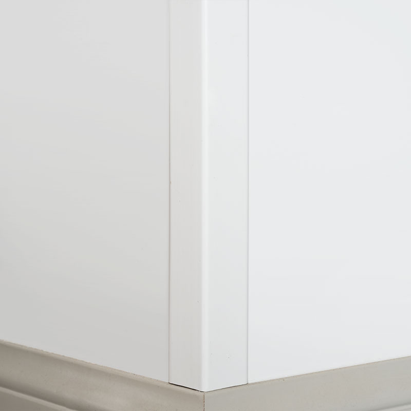Massief hout, haakse (90°) overgangsstrip (met vulprimer+ verf) - Wit 1 1/2' x 1 1/2'