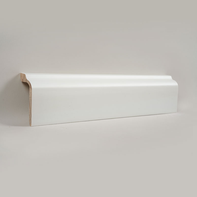 Grenenhouten plint (met vulmiddelprimer + verf) - Wit 1 3/5'x3 5/9'