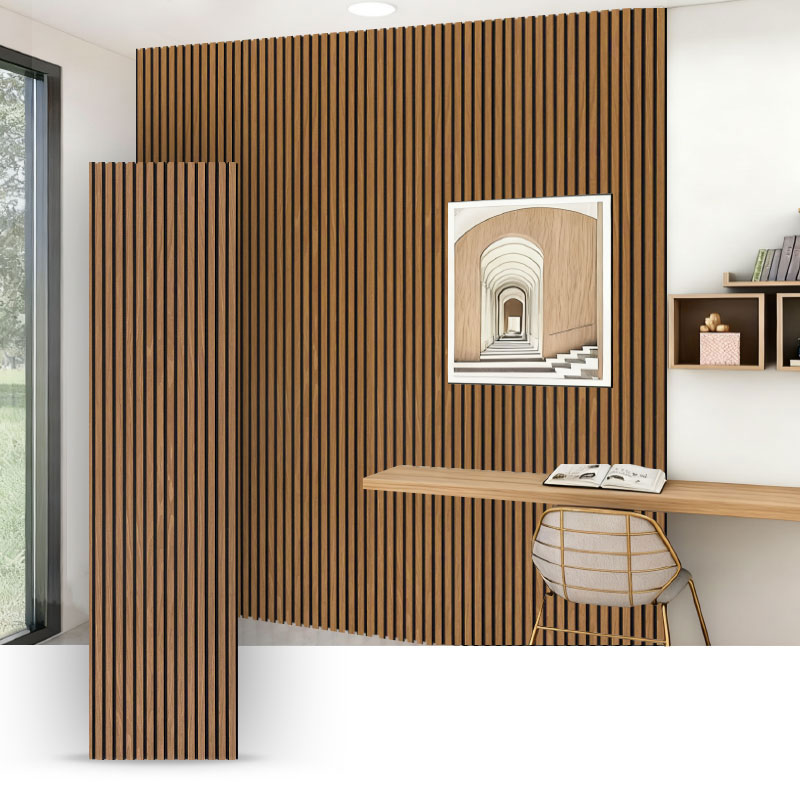 Roosterwand/akoestisch wandpaneel (3-zijdig gemanipuleerd houtfineer omwikkeld) - Houtnerfkleur 2400/2700 mm x 600 mm