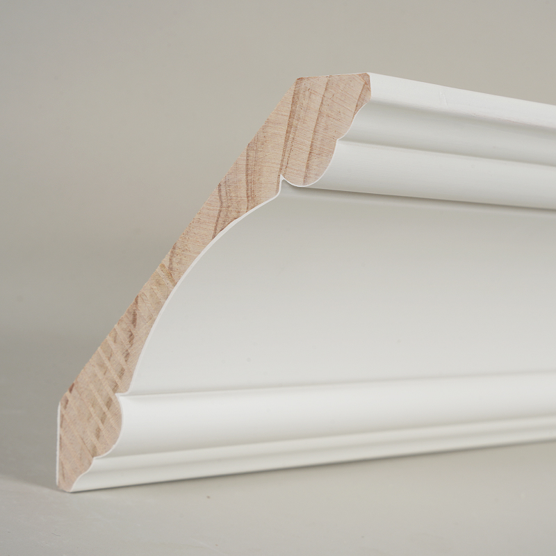 Kroonlijst van grenenhout (met vulprimer en parelwit) 3/4' x 4 3/4'