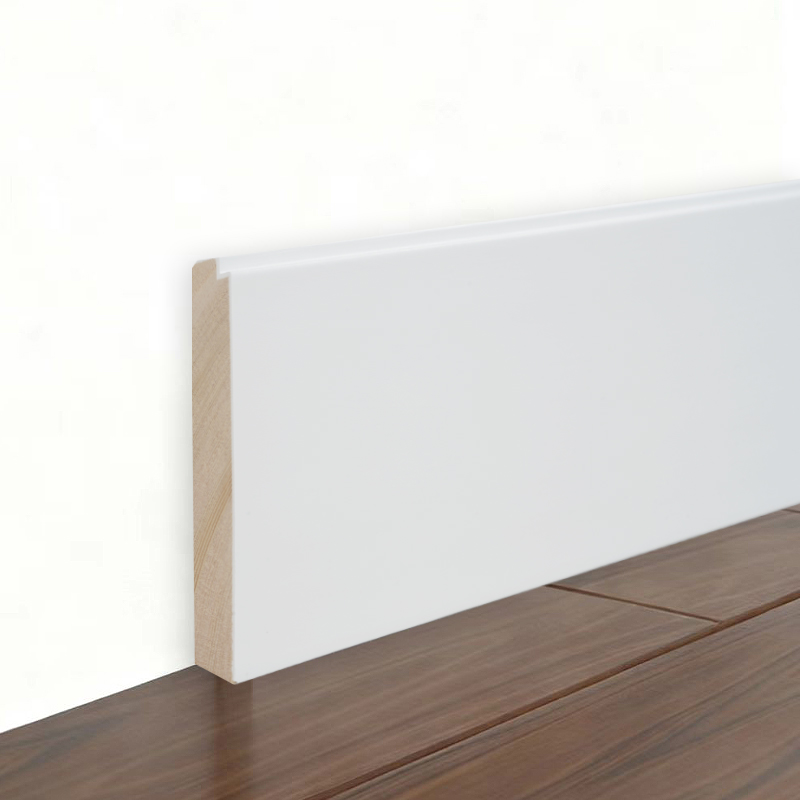 Grenenhouten plint (met vulmiddelprimer en geverfd) - Wit 3/5' x 3 1/6'-A1