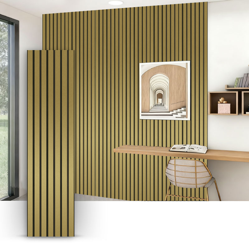 Roosterwand/akoestisch wandpaneel (enkelzijdig in PVC verpakt) - Metallic geborstelde kleur 2400/2700 mm x 600 mm