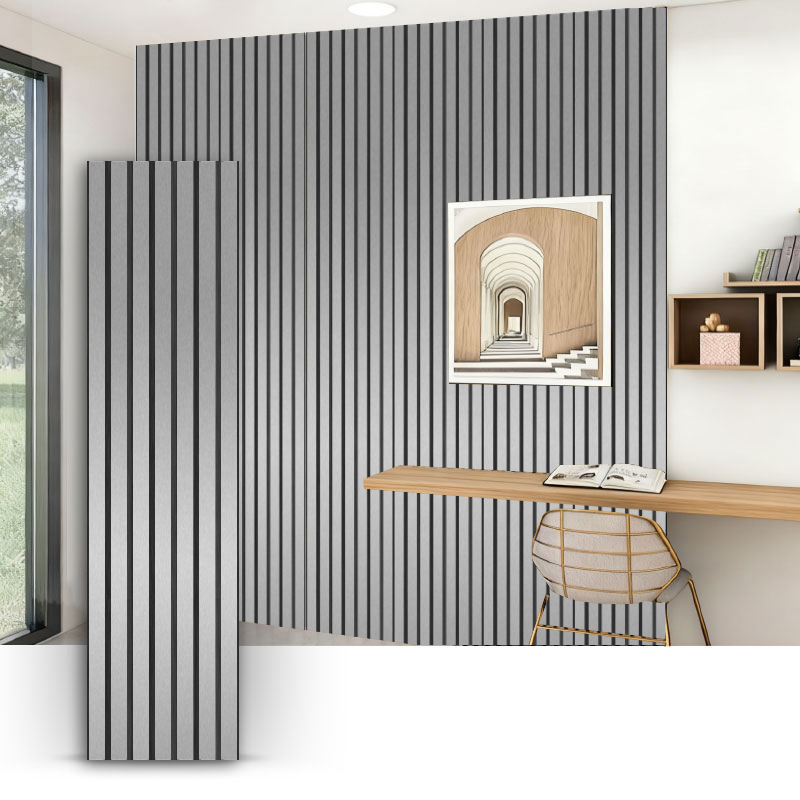 Roosterwand/akoestisch wandpaneel (3-zijdig in PVC verpakt) - Metallic geborstelde kleur 2400/2700 mm x 600 mm