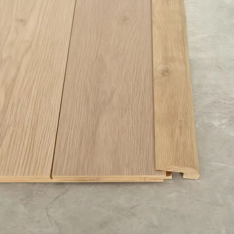 Wit eiken hele stuk boomstammen L-lijst (onafgewerkte verf) - Eiken natuurlijke kleur 3/8'x1 31/32'
