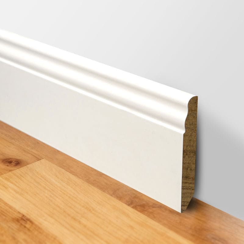 Massief houten plint (met vulmiddelprimer en geverfd) - Wit 3/5 'x 3 15/16'