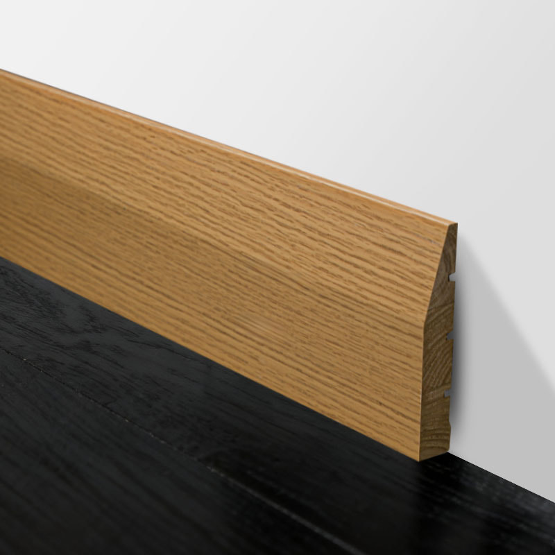 Massief houten plint (omwikkeld met rood eiken fineer + verf) - eiken kleur 3/5' x 3 15/16'